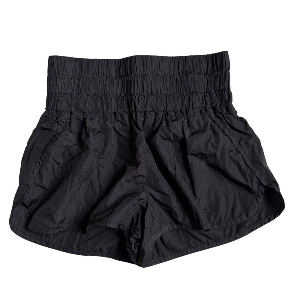 Free People FP MovementThe Way Home Smocked Shorts (Black) - Size Large
